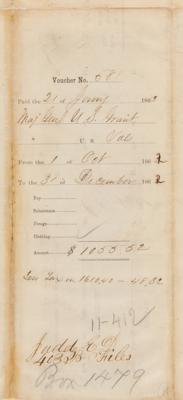 Lot #49 U. S. Grant: Maj. Gen. Grant requests pay for his four 