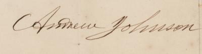 Lot #47 Andrew Johnson: President Johnson pardons a Confederate rebel in 1865, to be voided if he should acquire 
