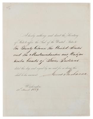 Lot #30 James Buchanan Document Signed as President for Native American Treaty - Image 1
