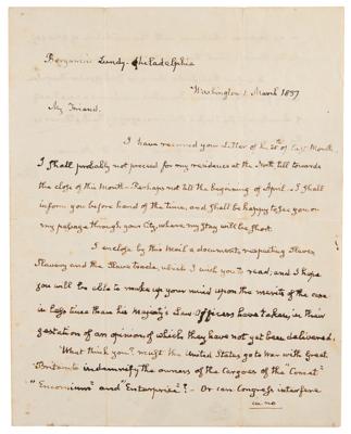 Lot #17 John Quincy Adams Autograph Letter Signed on Slave Trade - Image 1