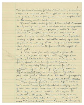 Lot #76 Ronald Reagan: Important handwritten draft for Reagan's first inaugural address as governor of California: 