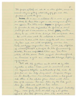 Lot #76 Ronald Reagan: Important handwritten draft for Reagan's first inaugural address as governor of California: 