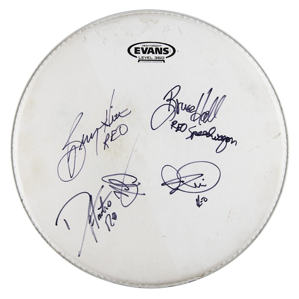REO Speedwagon Signed Drum Head | RR Auction