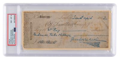 Lot #481. Charles Dickens Signed Check - PSA NM-MT 8