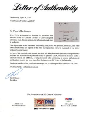 Lot #161 King Charles III and Camilla, Queen Consort Signed Card - Image 3