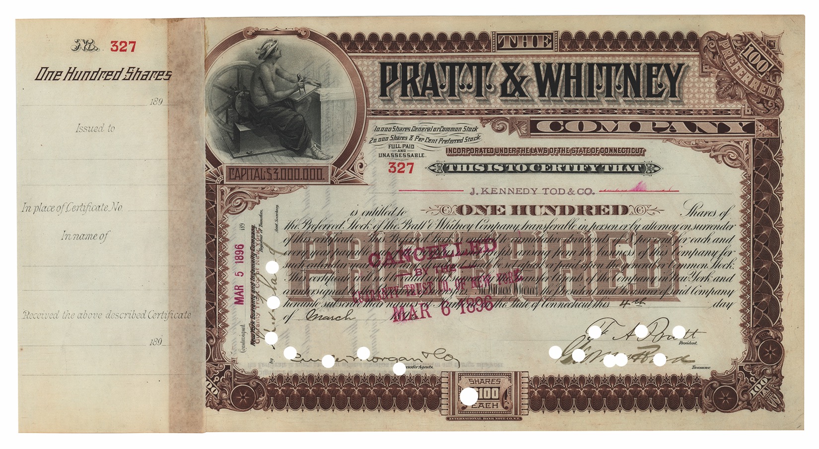 Lot #298 Pratt & Whitney: Francis Pratt and Amos Whitney (2) Documents Signed - Image 3