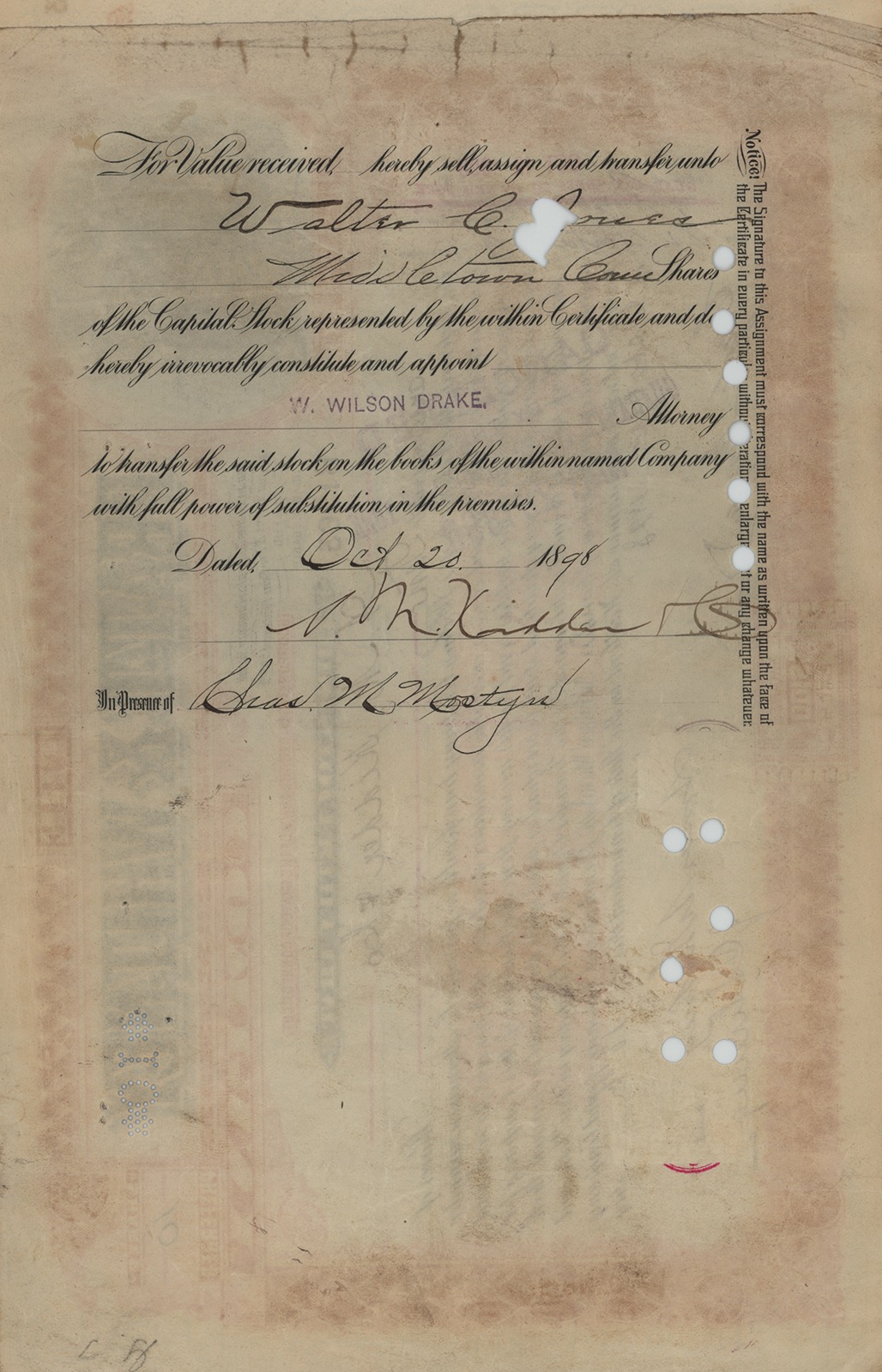 Lot #298 Pratt & Whitney: Francis Pratt and Amos Whitney (2) Documents Signed - Image 2