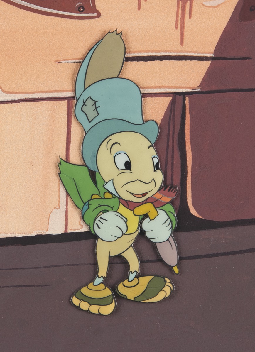 Lot #457 Jiminy Cricket production cel from Pinocchio Production Cel - Image 1