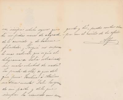 Lot #245 King Alfonso XII Autograph Letter Signed - Image 2