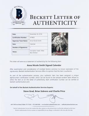 Lot #849 Anna Nicole Smith Signed Calendar - Image 2