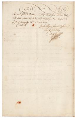 Lot #143 Charles VI, Holy Roman Emperor Letter Signed to King George I - Image 2