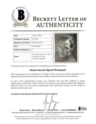 Lot #685 Marlon Brando Signed Photograph - Image 2