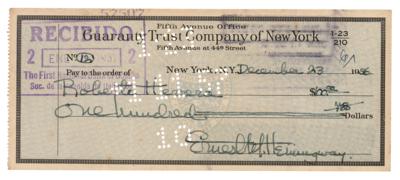 Lot #485 Ernest Hemingway Signed Check - Image 1