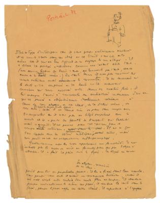 Lot #495 Antoine de Saint-Exupery Handwritten Manuscript with Sketch - Image 1