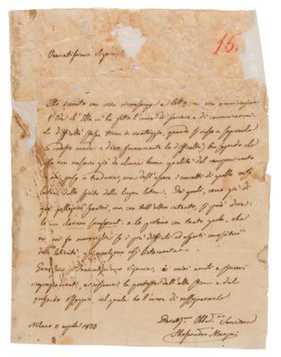 Lot #488 Alessandro Manzoni Rare Autograph Letter Signed - Image 1