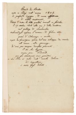 Lot #493 Silvio Pellico Handwritten Poem - Image 1