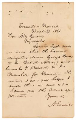 Lot #18 Abraham Lincoln Writes to Attorney General Bates - Image 1