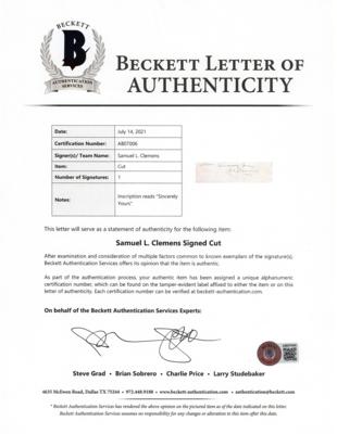 Lot #478 Samuel Clemens Signature - Image 2