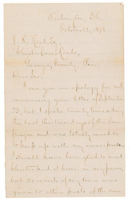 Lot #72 James A. Garfield Letter Signed on Campaign - Image 1