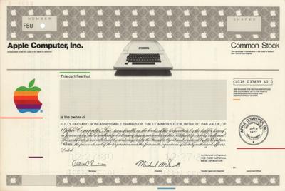 Lot #8019 Apple Computer Stock Certificate - Image 1