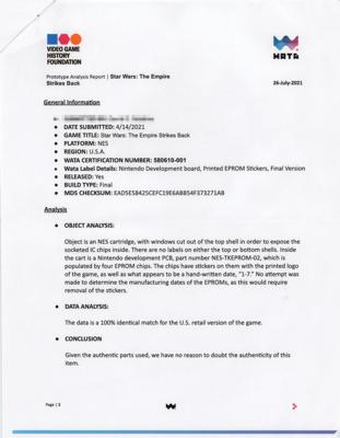 Lot #8051 Star Wars: The Empire Strikes Back - Nintendo (NES) Development Prototype Cartridge - Wata PRO - Image 6