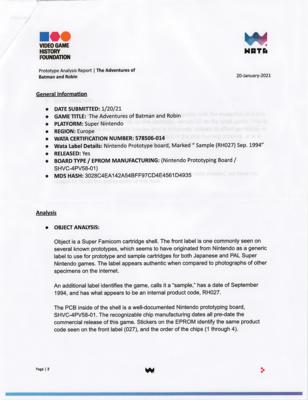 Lot #8052 The Adventures of Batman & Robin - Super Nintendo (SNES) Sample Prototype Video Game - Wata PRO - Image 6