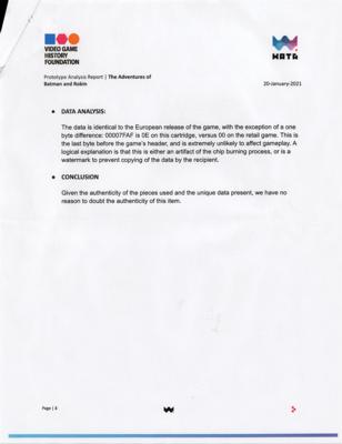 Lot #8052 The Adventures of Batman & Robin - Super Nintendo (SNES) Sample Prototype Video Game - Wata PRO - Image 7