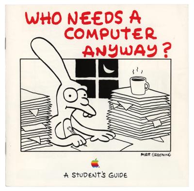 Lot #8031 Matt Groening: Apple Computer Booklet 'Who Needs a Computer Anyway? A Student's Guide' (1989) - Image 1