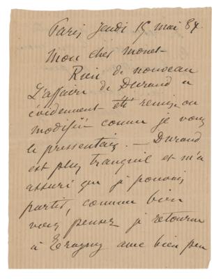 Lot #376 Camille Pissarro Autograph Letter Signed to Claude Monet - Image 1