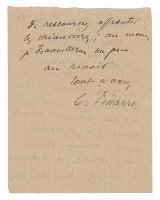 Lot #376 Camille Pissarro Autograph Letter Signed to Claude Monet - Image 2