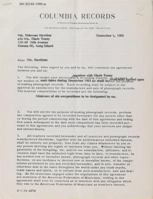 Lot #679 Coleman Hawkins Document Signed - Image 1