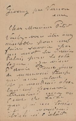 Lot #373 Claude Monet Autograph Letter Signed - Image 1