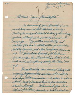 Lot #520 Leonard Bernstein Autograph Manuscript Signed - Image 1