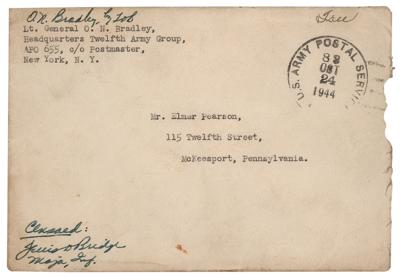 Lot #270 Omar Bradley Typed Letter Signed with First U.S. Army Patch - Image 2