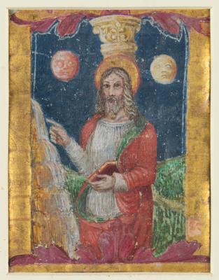Lot #157 Christ Pantocrator Hand-Painted Illumination Illumination - Image 1