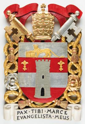 Lot #220 Pope John XXIII Wooden Papal Crest Papal