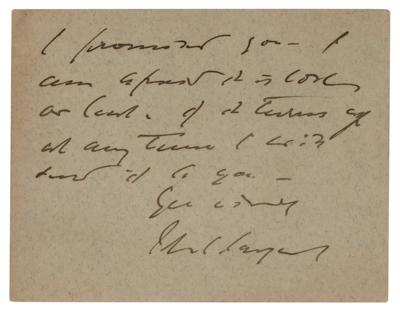 Lot #399 John Singer Sargent Autograph Letter Signed - Image 1