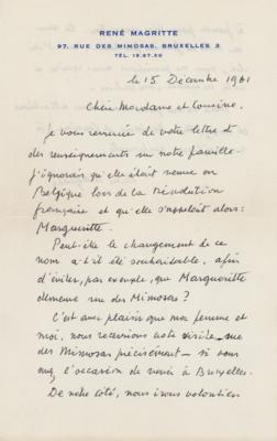 Lot #371 Rene Magritte Autograph Letter Signed - Image 1