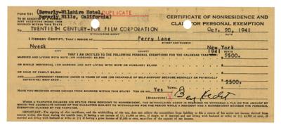 Lot #821 Ben Hecht Document Signed - Image 1