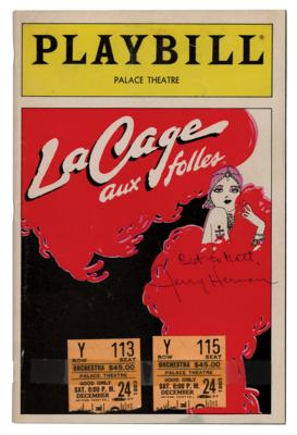 Lot #681 Jerry Herman (2) Signed Items - Playbill and Photograph - Image 1