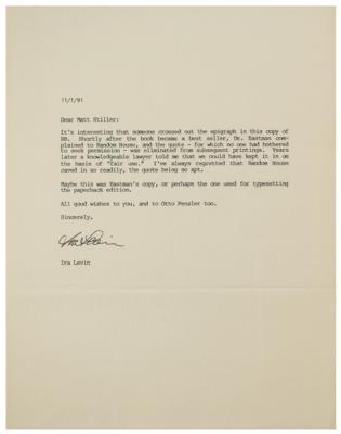 Lot #436 Ira Levin Signed Book and Typed Letter Signed - Image 4