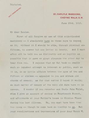 Lot #432 Henry James Typed Letter Signed - Image 1