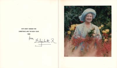 Lot #167 Elizabeth, Queen Mother Signed Christmas Card (1988) - Image 1