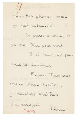 Lot #389 Dora Maar Autograph Letter Signed - Image 2
