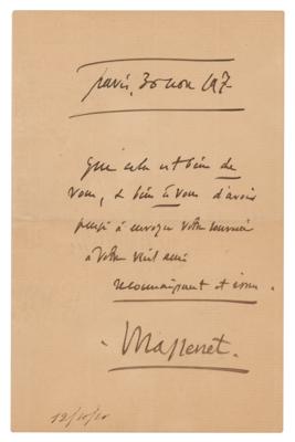 Lot #638 Jules Massenet Autograph Letter Signed - Image 1
