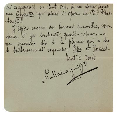 Lot #535 Pietro Mascagni Autograph Letter Signed - Image 3