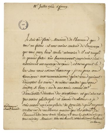 Lot #447 Voltaire Letter Signed on Literary Work - Image 1