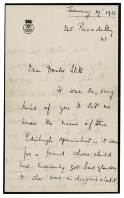 Lot #116 Elizabeth, Queen Mother Autograph Letter Signed - Image 1
