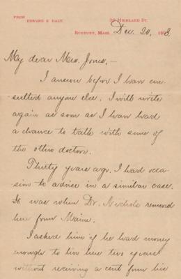 Lot #472 Edward Everett Hale Letter Signed - Image 1