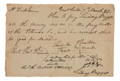 Lot #221 Potomac Company: Tobias Lear Document Signed - Image 1